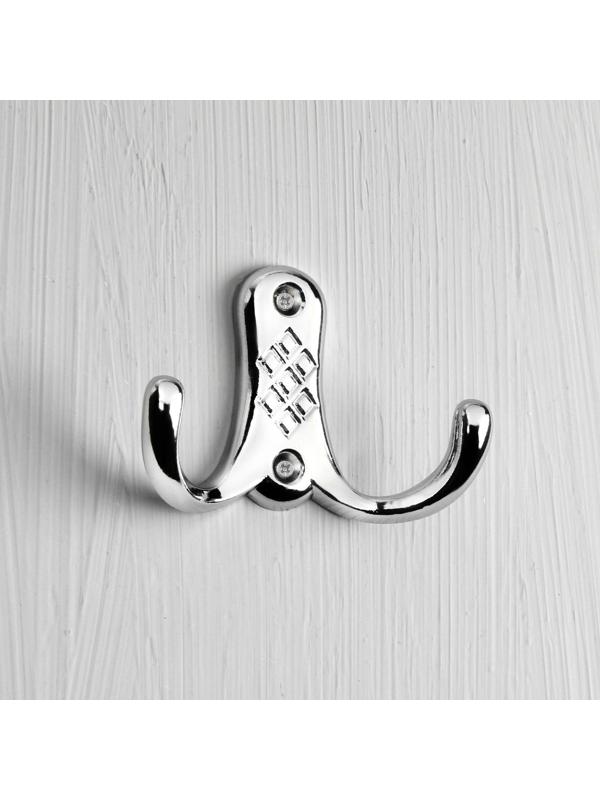 Крючок мебельный KM204CP, двухрожковый, цвет хром