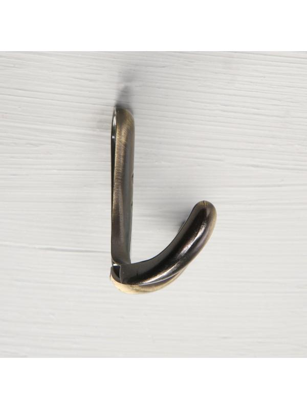 Крючок мебельный KM204AB, двухрожковый, цвет бронза