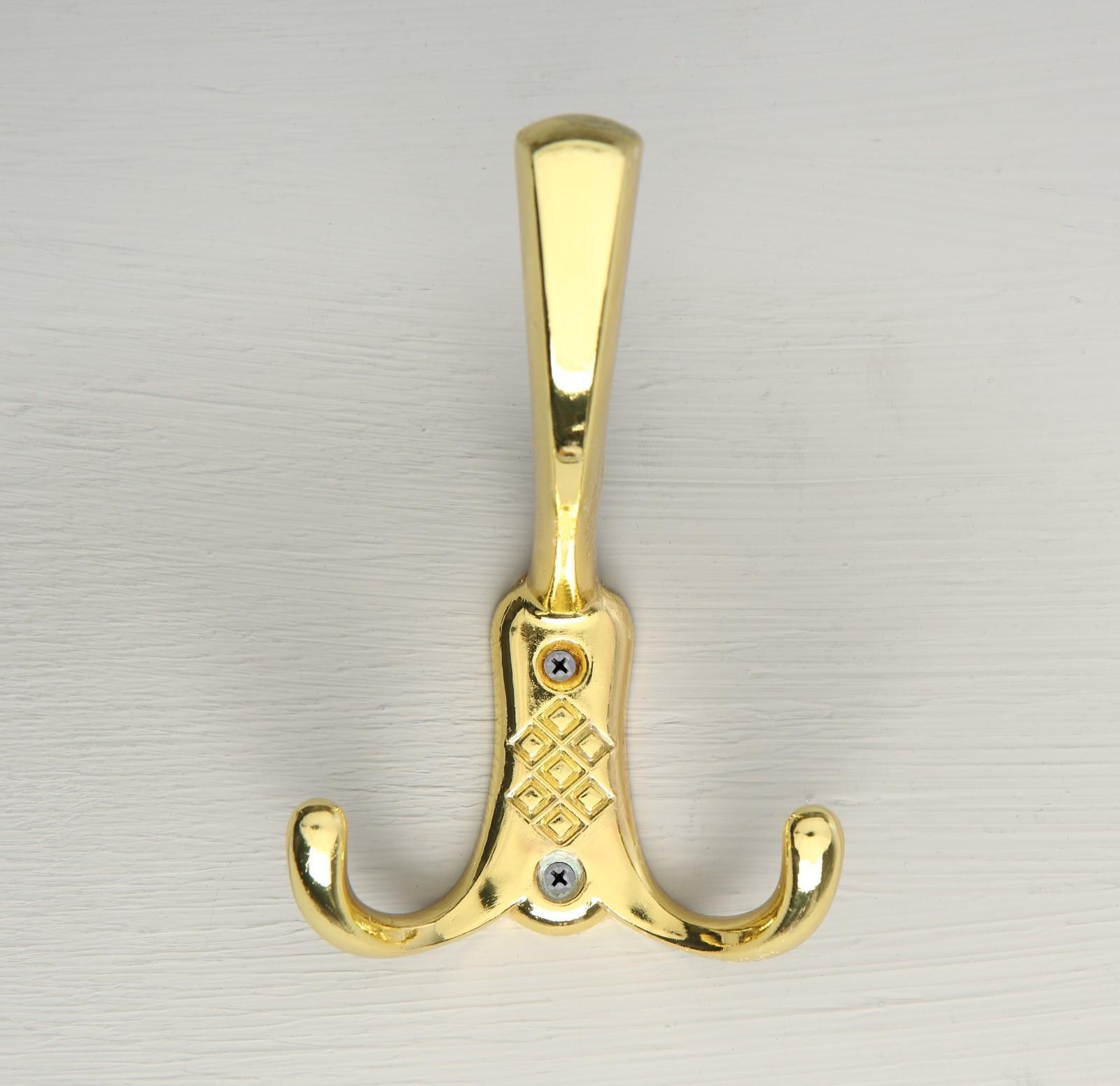 Крючок мебельный KM304GP, трёхрожковый, цвет золото