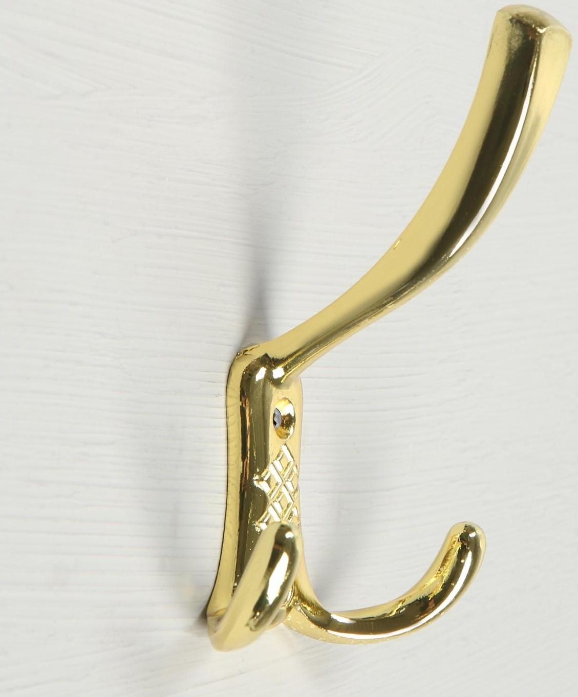 Крючок мебельный KM304GP, трёхрожковый, цвет золото