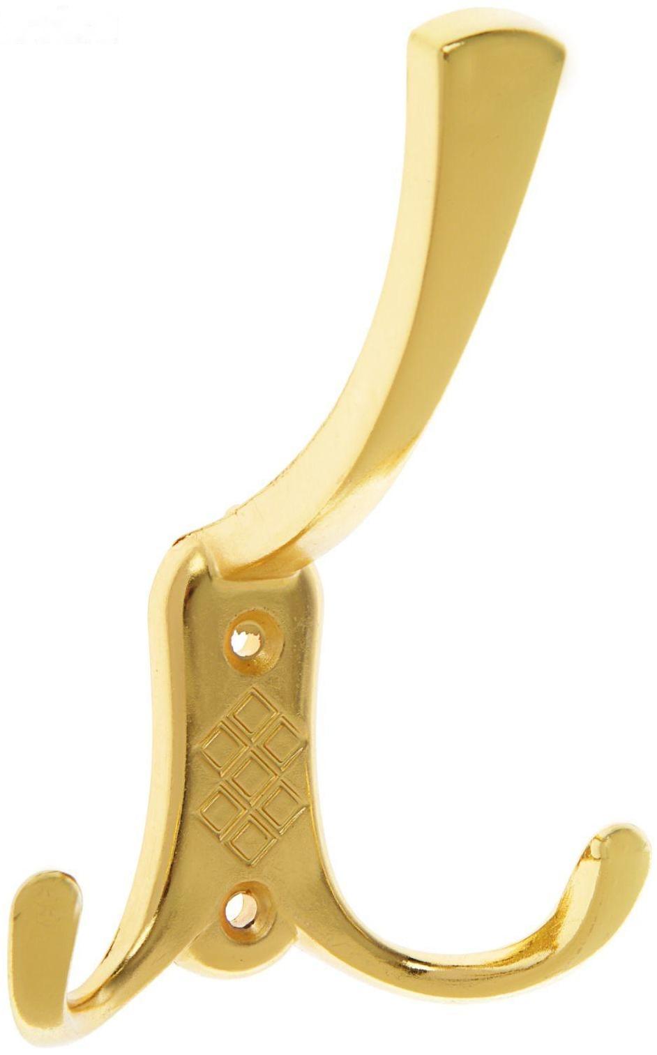 Крючок мебельный KM304GP, трёхрожковый, цвет золото