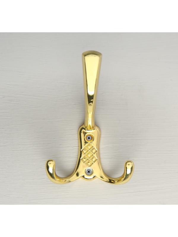 Крючок мебельный KM304GP, трёхрожковый, цвет золото