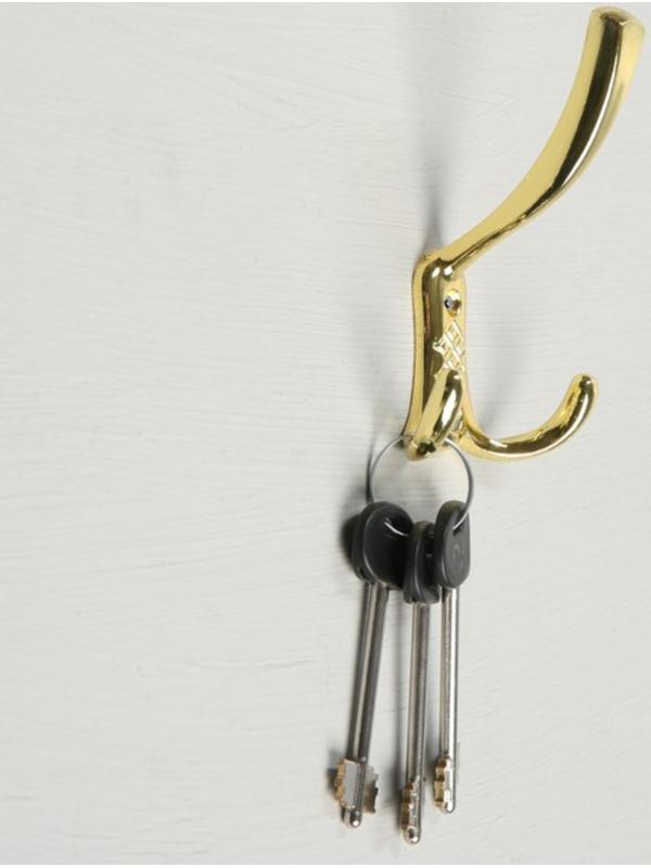 Крючок мебельный KM304GP, трёхрожковый, цвет золото