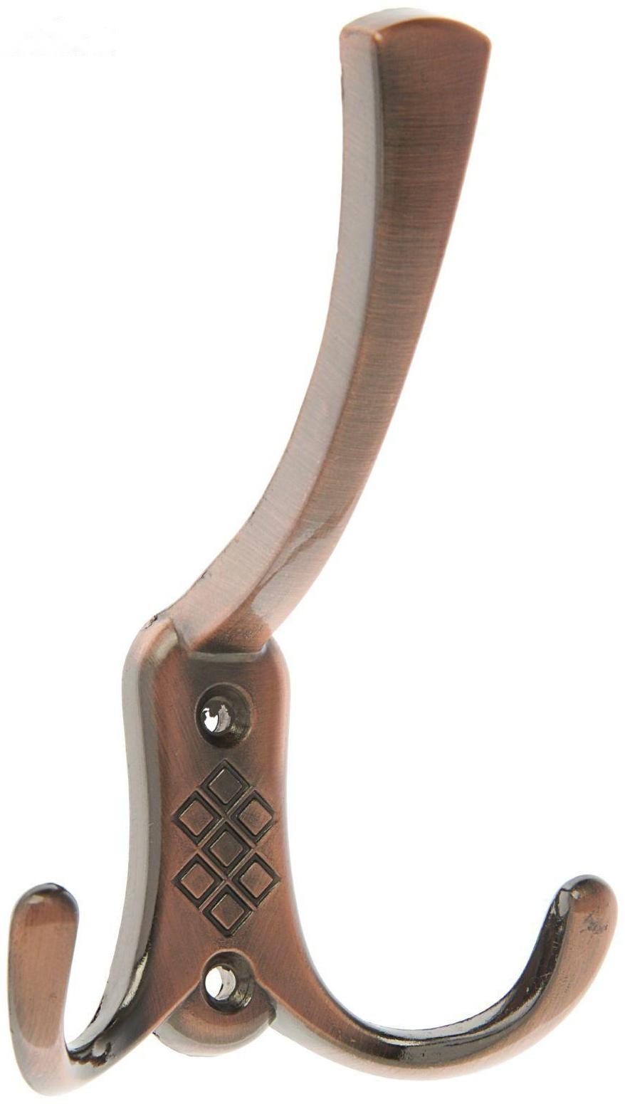 Крючок мебельный KM304AC, трёхрожковый, цвет медь