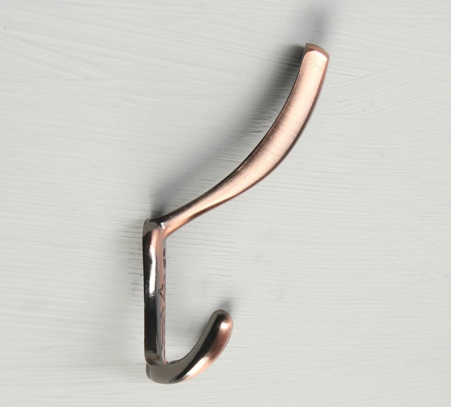 Крючок мебельный KM304AC, трёхрожковый, цвет медь