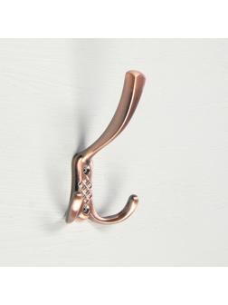 Крючок мебельный KM304AC, трёхрожковый, цвет медь