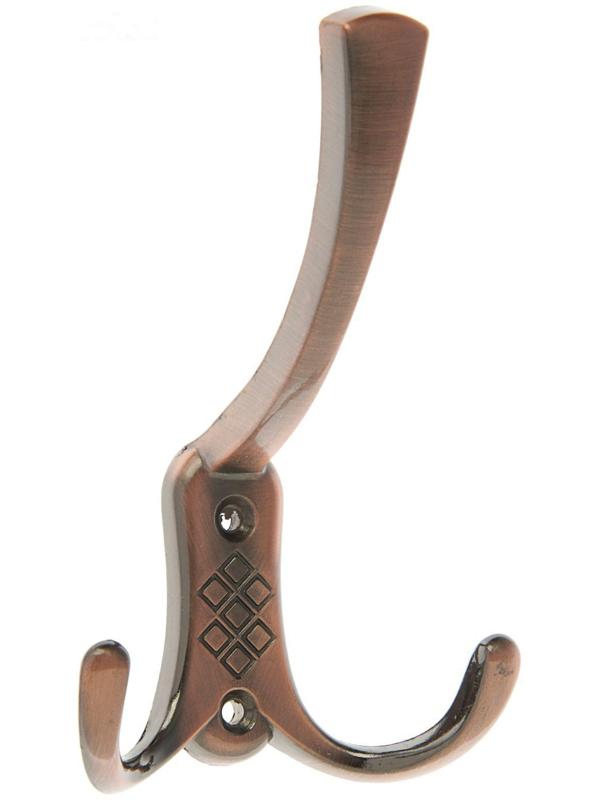 Крючок мебельный KM304AC, трёхрожковый, цвет медь