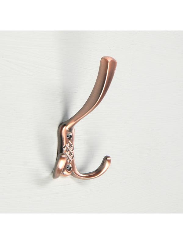 Крючок мебельный KM304AC, трёхрожковый, цвет медь