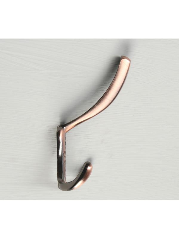 Крючок мебельный KM304AC, трёхрожковый, цвет медь
