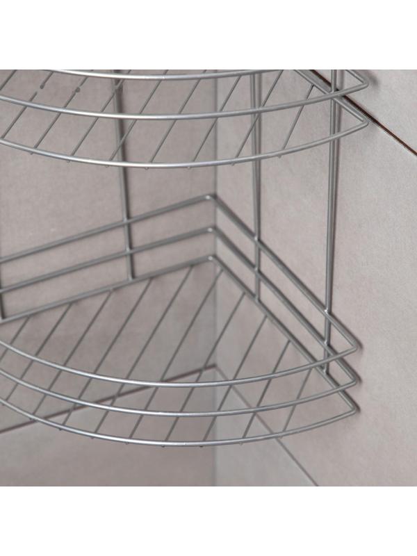 Полка угловая 2-х ярусная, 20×20×29 см, цвет хром