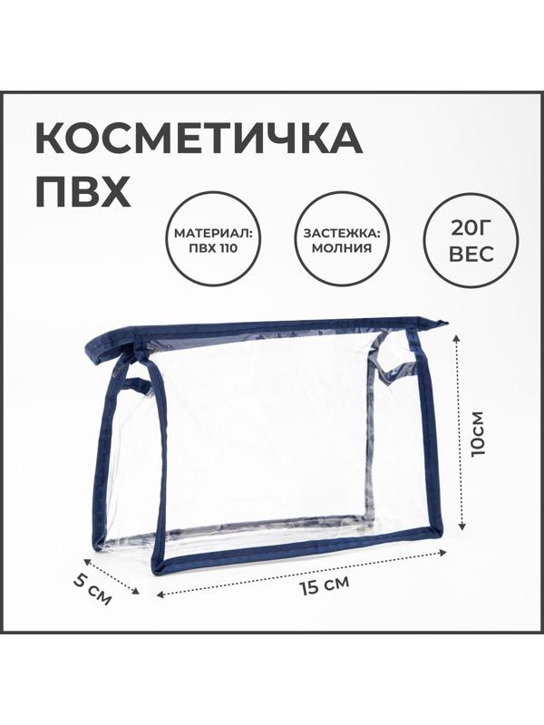 Косметичка на молнии, цвет синий