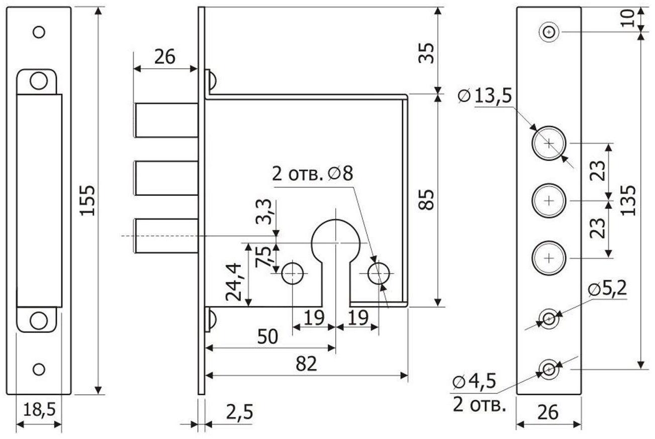 Замок врезной 
