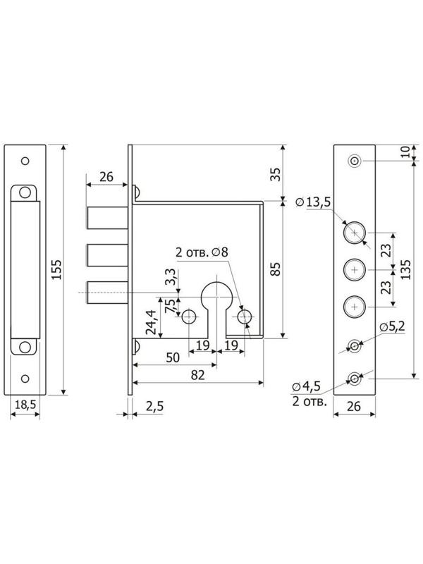 Замок врезной 