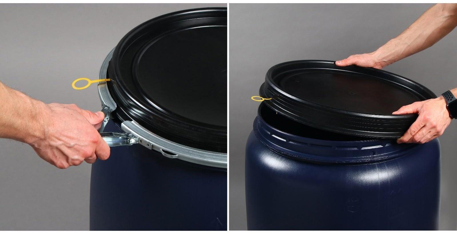 Бочка пищевая, 127 л, с крышкой, синяя, Оpen Top