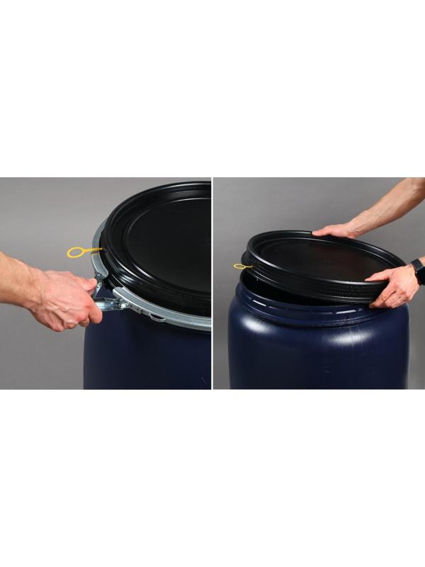 Бочка пищевая, 127 л, с крышкой, синяя, Оpen Top