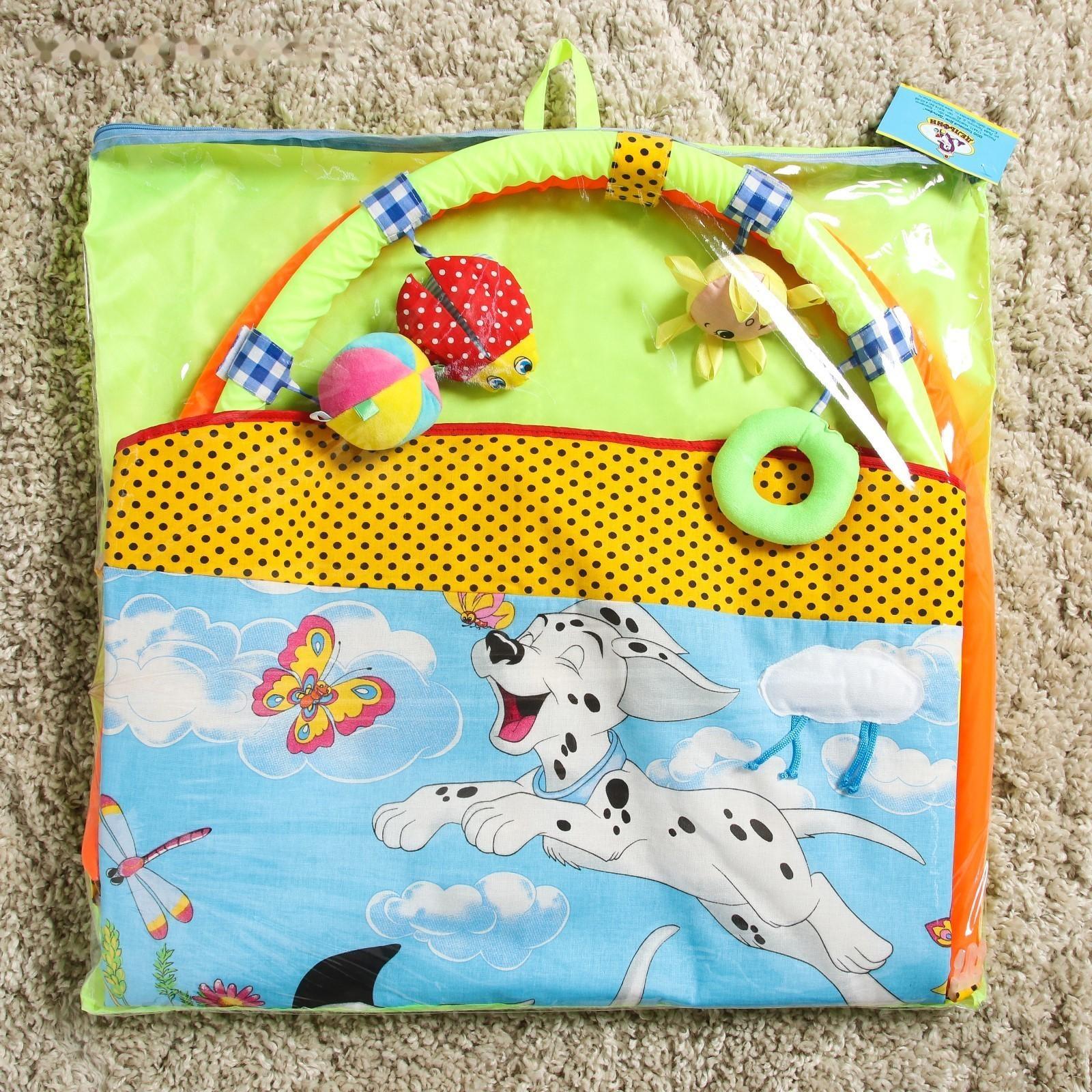 Коврик развивающий с дугами «Далматинцы» для мальчика, 4 игрушки, р-р 100×87х0,5 см.