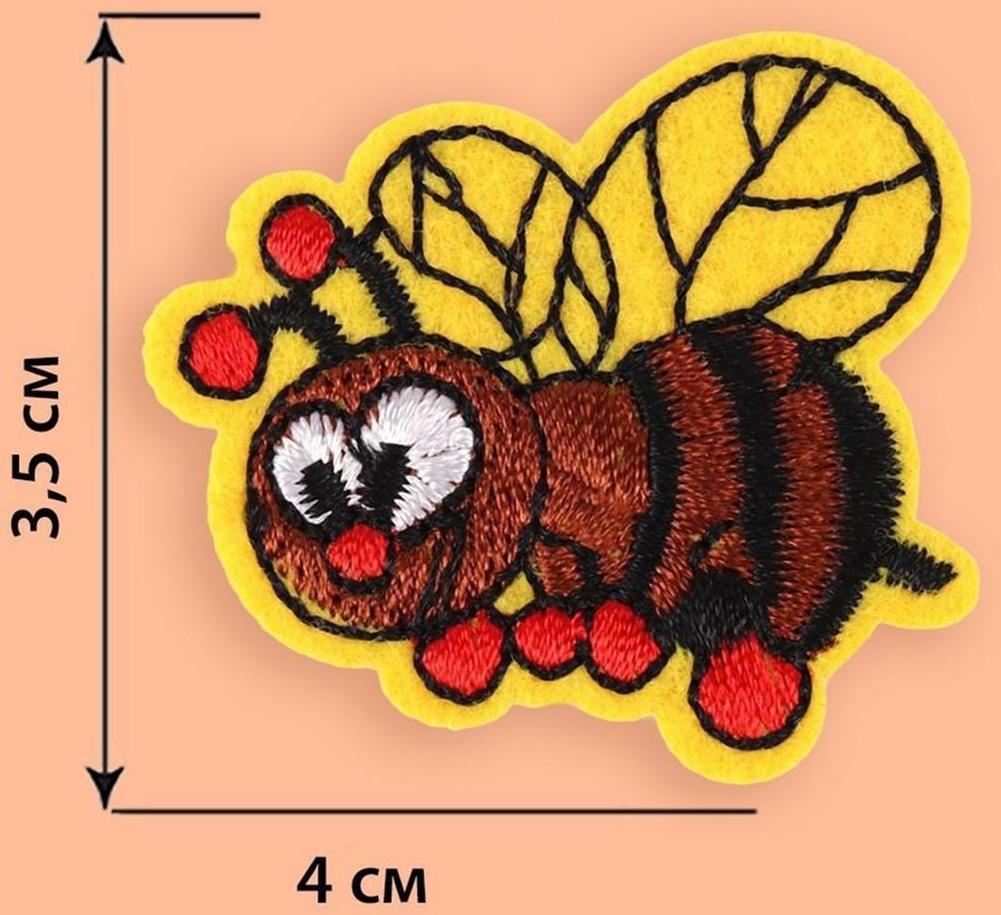 Термоаппликация «Пчёлка», 4 × 3,5 см, цвет разноцветный