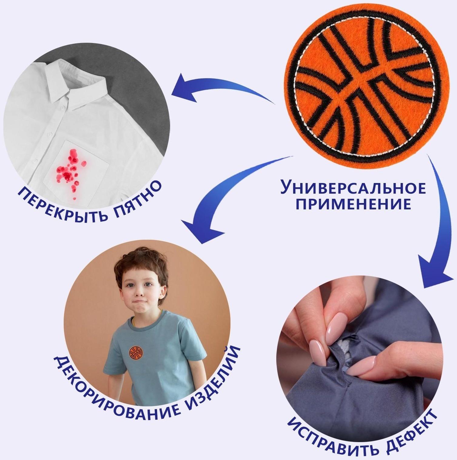 Термоаппликация «Баскетбольный мяч», d = 5,2 см, цвет оранжевый