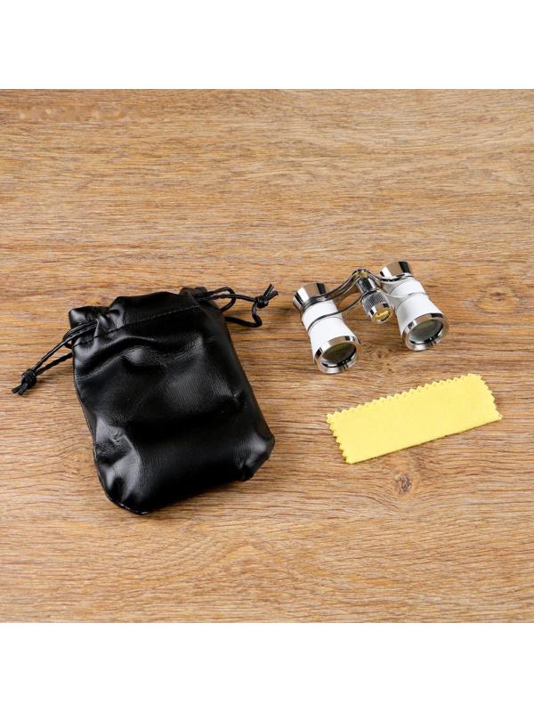 Бинокль 3х25, театральный, белый, с отделкой хром, 6.5х10 см