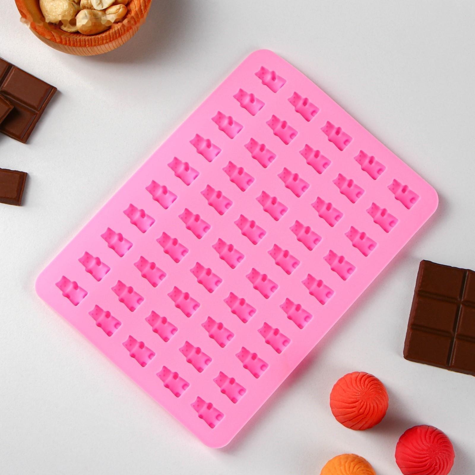 Форма для мармелада Доляна «Сладкие мишки», 18,8×13,8 см, 50 ячеек, цвет МИКС