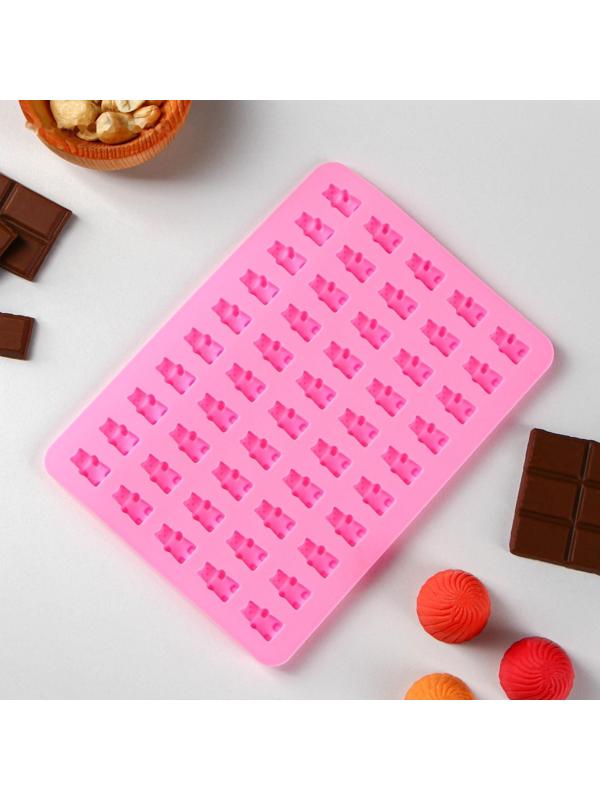 Форма для мармелада Доляна «Сладкие мишки», 18,8×13,8 см, 50 ячеек, цвет МИКС