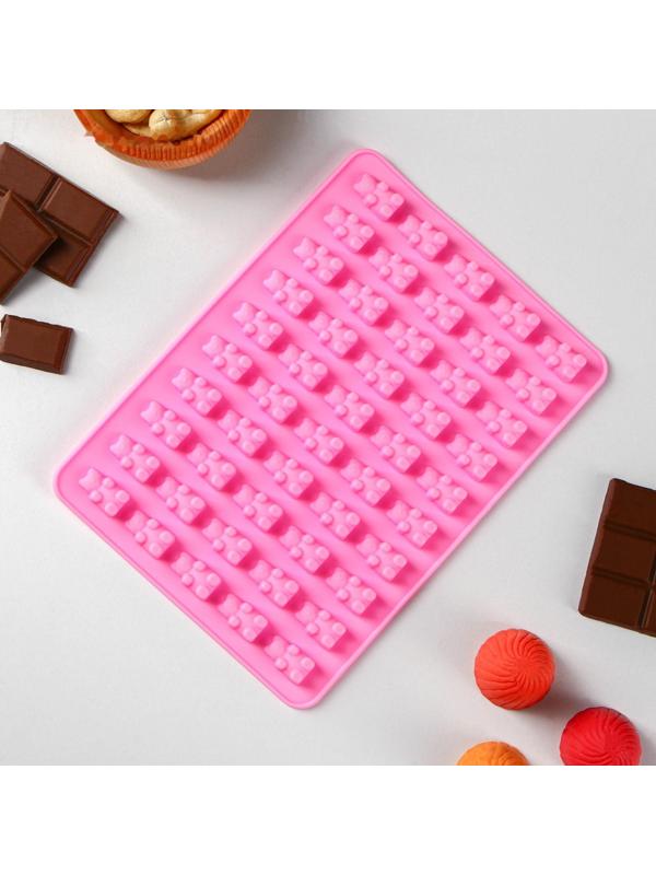 Форма для мармелада Доляна «Сладкие мишки», 18,8×13,8 см, 50 ячеек, цвет МИКС