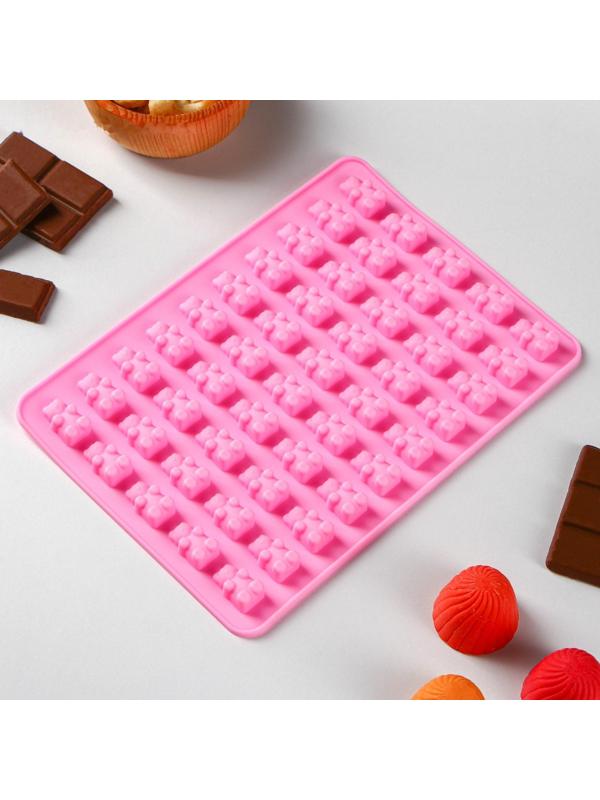 Форма для мармелада Доляна «Сладкие мишки», 18,8×13,8 см, 50 ячеек, цвет МИКС