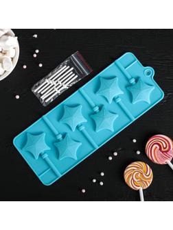 Форма для леденцов Доляна «Звездочёт», 9,5×24×1 см, 6 ячеек, цвет МИКС