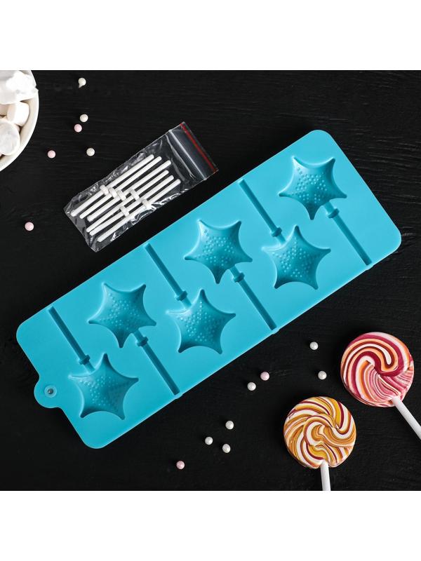Форма для леденцов Доляна «Звездочёт», 9,5×24×1 см, 6 ячеек, цвет МИКС