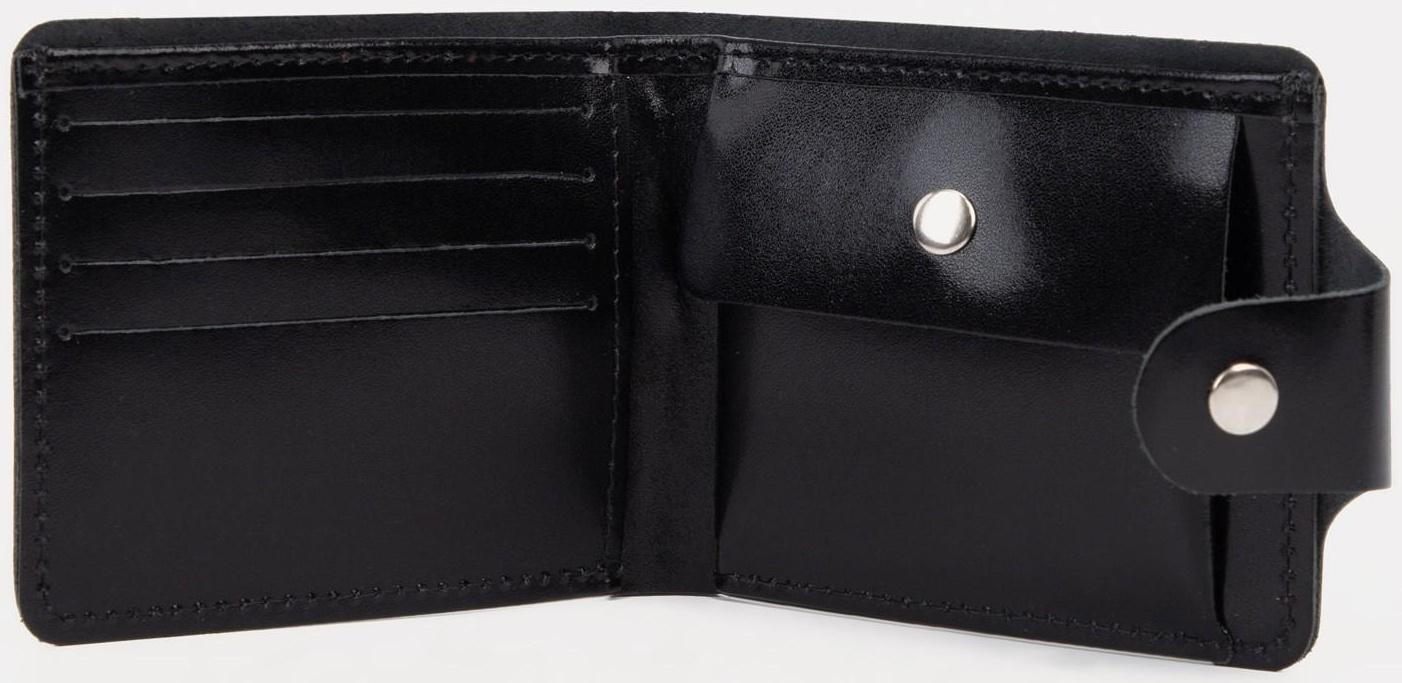 Портмоне на кнопке, для купюр, для карт, для монет, цвет чёрный