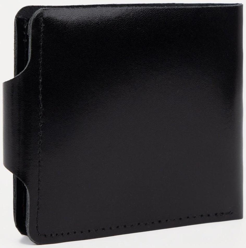 Портмоне на кнопке, для купюр, для карт, для монет, цвет чёрный