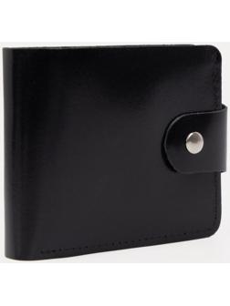 Портмоне на кнопке, для купюр, для карт, для монет, цвет чёрный