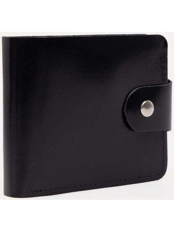 Портмоне на кнопке, для купюр, для карт, для монет, цвет чёрный