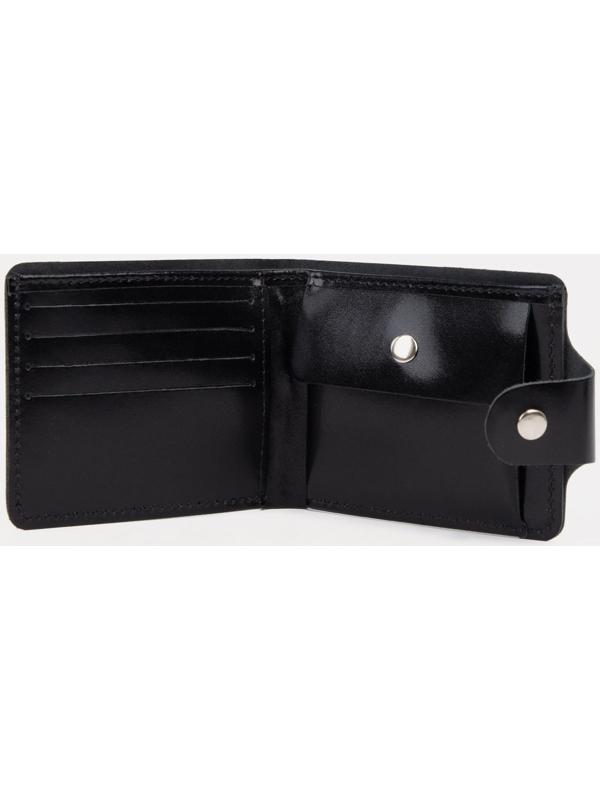 Портмоне на кнопке, для купюр, для карт, для монет, цвет чёрный