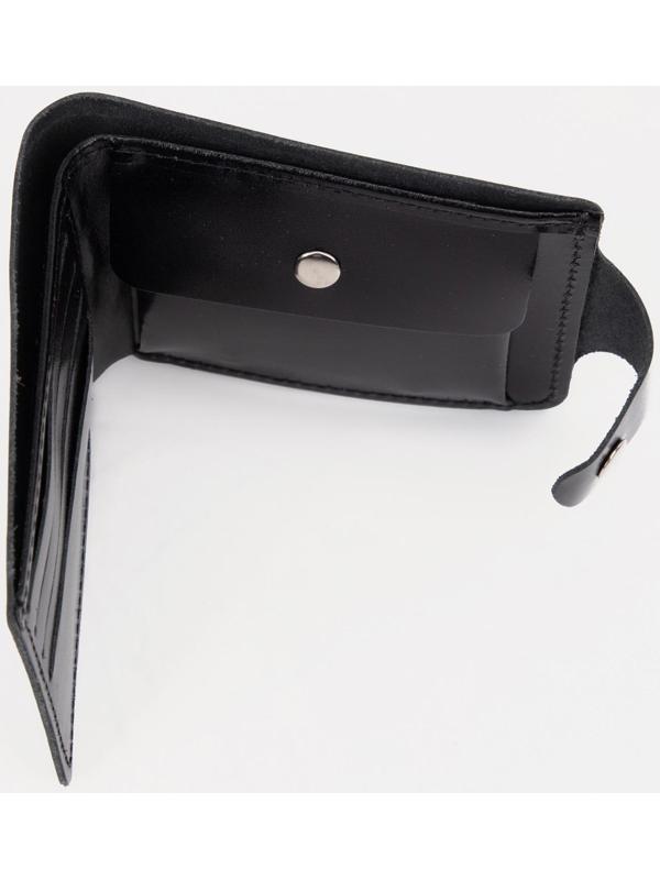 Портмоне на кнопке, для купюр, для карт, для монет, цвет чёрный