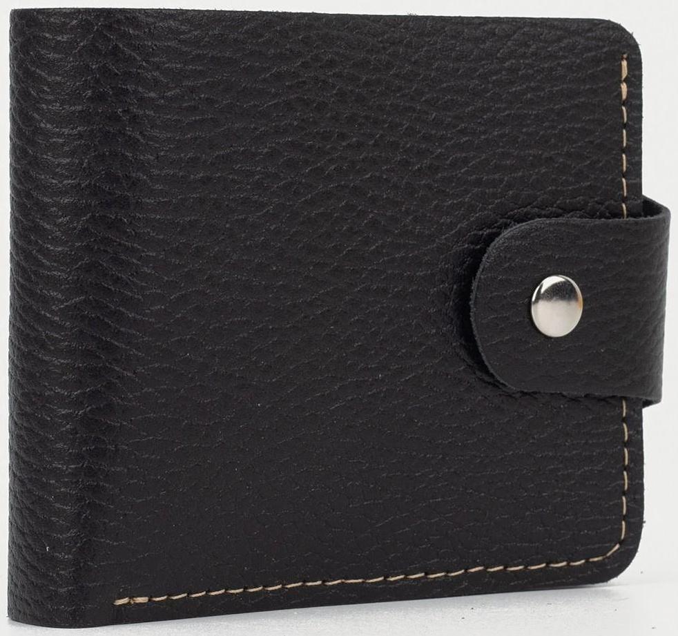 Портмоне на кнопке, для карт, для монет, цвет чёрный