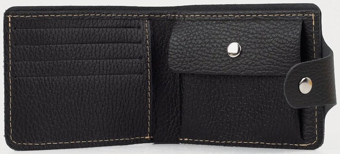 Портмоне на кнопке, для карт, для монет, цвет чёрный