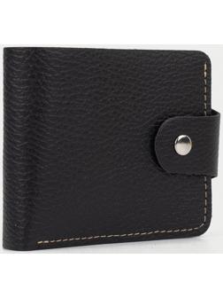 Портмоне на кнопке, для карт, для монет, цвет чёрный