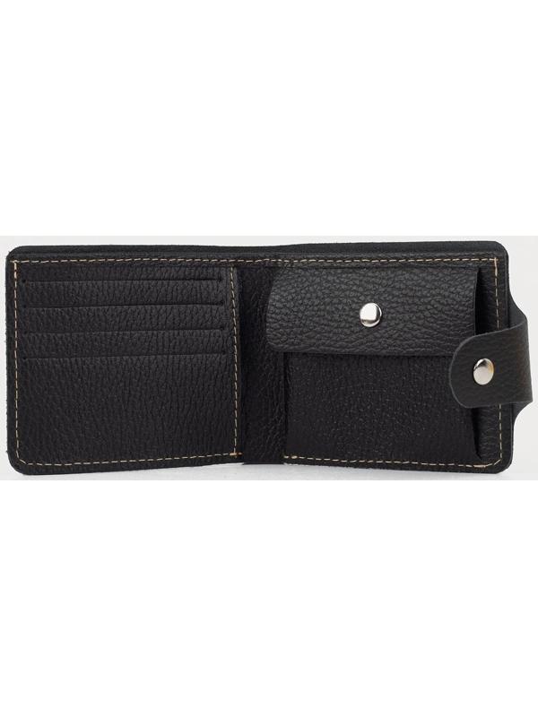 Портмоне на кнопке, для карт, для монет, цвет чёрный