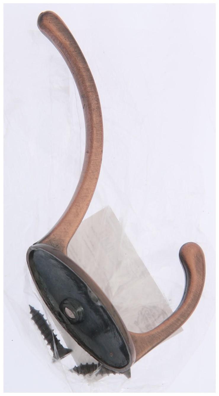 Крючок мебельный KM208AC, двухрожковый, цвет медь