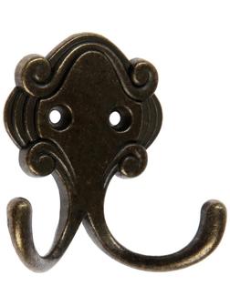 Крючок мебельный KM205AB, двухрожковый, цвет бронза