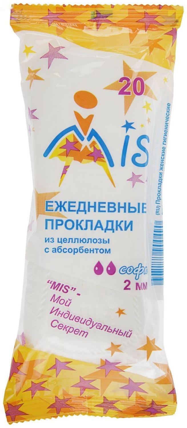 Прокладки ежедневные «Mis» целлюлоза с абсорбентом, Soft, 20 шт.