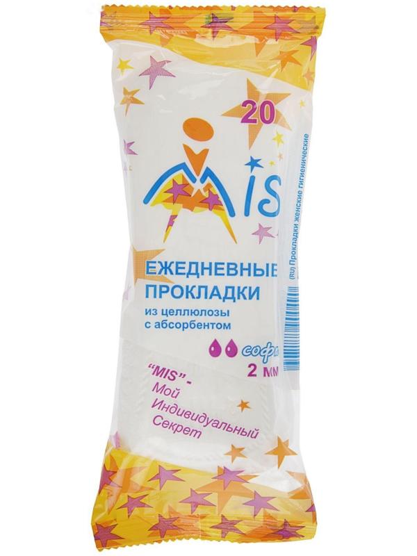 Прокладки ежедневные «Mis» целлюлоза с абсорбентом, Soft, 20 шт.