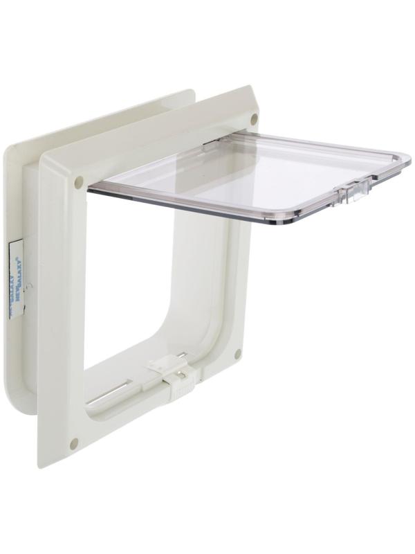 Дверца для кошек «БАРСИК», проём 145*145 мм, толщина двери 36-42 мм, белёный дуб