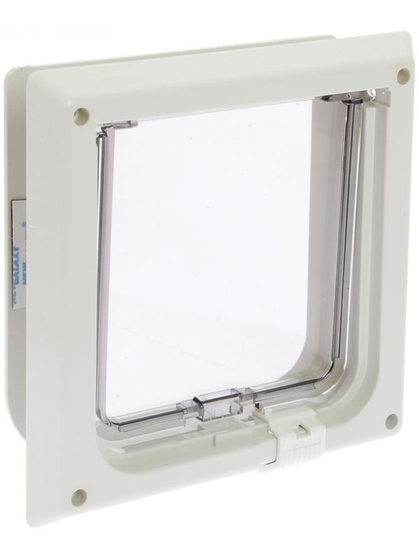 Дверца для кошек «БАРСИК», проём 145*145 мм, толщина двери 36-42 мм, белёный дуб