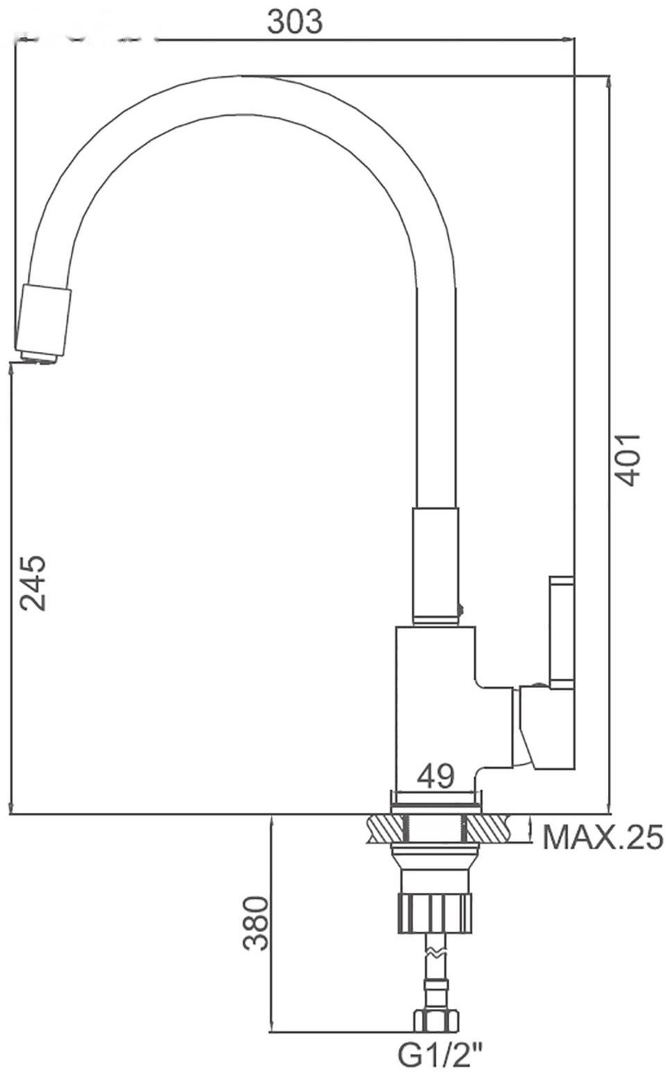 Cмеситель для кухни Accoona А9890F, однорычажный, силиконовый излив, черный/хром