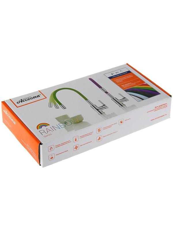 Cмеситель для кухни Accoona А9890F, однорычажный, силиконовый излив, черный/хром