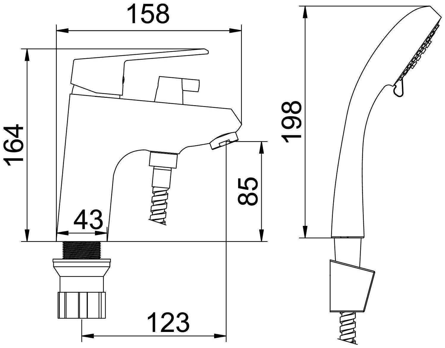 Смеситель для раковины Accoona A9369, однорычажный, с душевым набором, хром
