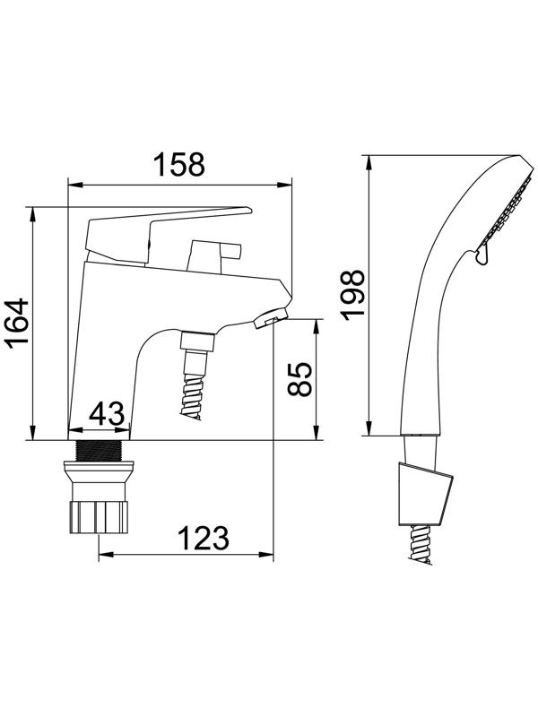 Смеситель для раковины Accoona A9369, однорычажный, с душевым набором, хром