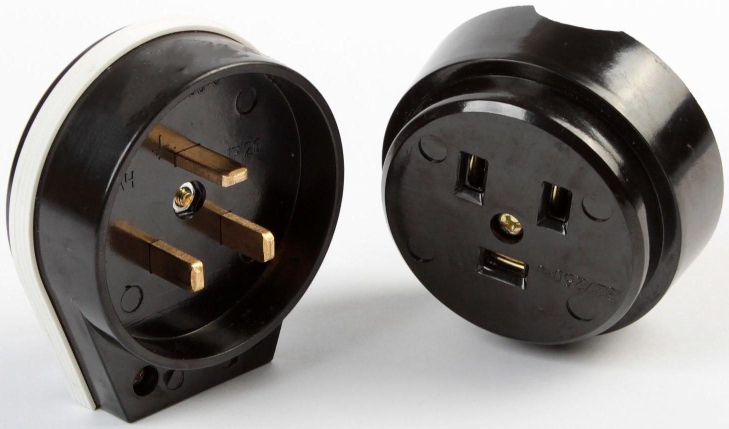 Разъем для плиты Smartbuy РШ-ВШ, 2P+PE, ОУ, 32 А, 250 В, карболит, черный